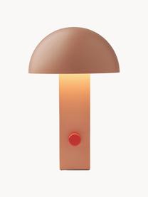 Kleine mobile LED-Tischlampe Hyppolite, dimmbar, Lampenschirm: Polycarbonate, Peach, Korallrot, Ø 15 x H 23 cm