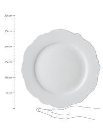 Set van 4 dinerborden Muschel Loft met gebogen rand, Porselein, Wit, Ø 26 x H 2 cm