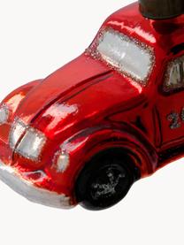 Weihnachtsbaumanhänger Car, Glas, Kunststoff, Rot, B 11 x H 6 cm