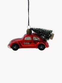 Weihnachtsbaumanhänger Car, Glas, Kunststoff, Rot, B 11 x H 6 cm