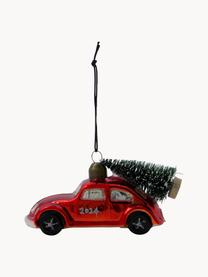 Weihnachtsbaumanhänger Car, Glas, Kunststoff, Rot, B 11 x H 6 cm