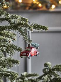 Weihnachtsbaumanhänger Car, Glas, Kunststoff, Rot, B 11 x H 6 cm