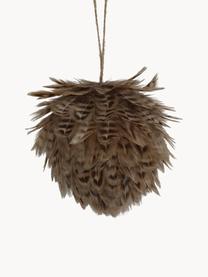 Kerstboomhanger Feather Ball, 2 stuks, Veren, Bruintinten, Ø 11 cm