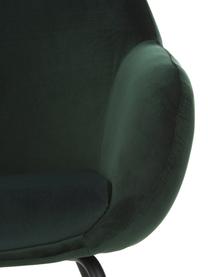 Sedia con braccioli in velluto Kassandra, Rivestimento: velluto (poliestere) 25.0, Gambe: metallo verniciato, Velluto verde scuro, Larg. 72 x Prof. 68 cm