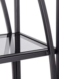 Metalen wandrek Korvet in zwart met glazen platen, Frame: metaal, epoxy en gepoeder, Zwart, grijs, transparant, 61 x 178 cm