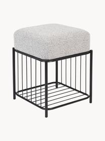 Tabouret bouclé avec rangement Milou, Tissu bouclé gris clair, larg. 35 x haut. 45 cm