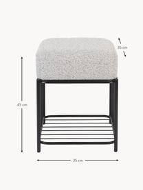 Tabouret bouclé avec rangement Milou, Tissu bouclé gris clair, larg. 35 x haut. 45 cm