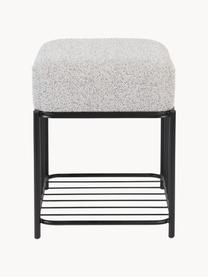 Tabouret bouclé avec rangement Milou, Tissu bouclé gris clair, larg. 35 x haut. 45 cm