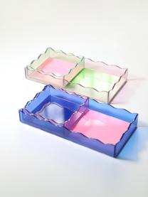 Decoratief dienblad Wobbly in roze/donkerblauw, L 30 x B 15 cm, Glas, Donkerblauw, roze, L 30 x B 15 cm