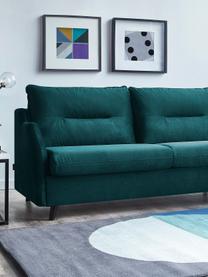 Sofa narożna z aksamitu z funkcją spania Loft, Tapicerka: 100% aksamit poliestrowy, Nogi: metal lakierowany, Szmaragdowy, S 275 x G 181 cm