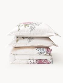 Baumwollsatin-Bettdeckenbezug Margot mit Blumen-Print, Webart: Satin Fadendichte 210 TC,, Off-White, Hellbeige, B 200 x L 200 cm