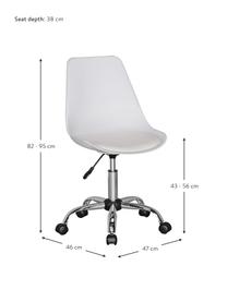 Silla giratoria de oficina Korsika, Asiento: cuero sintético, Tapizado: poliéster, Estructura: metal cromado, Ruedas: plástico, Blanco, cromo, An 47 x F 46 cm