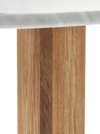 Marmor-Couchtisch Naruto in organischer Form, Tischplatte: Marmor, Beine: Eichenholz, Eichenholz, Weiß, marmoriert, B 140 x T 80 cm