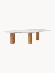 Table basse en marbre de forme organique Naruto, Bois de chêne, blanc, marbré, larg. 140 x prof. 80 cm