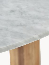 Table basse en marbre de forme organique Naruto, Bois de chêne, blanc, marbré, larg. 140 x prof. 80 cm