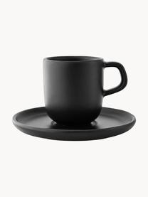 Filiżanka do espresso ze spodkiem Nordic Kitchen, 4 szt., Kamionka, Czarny, Ø 11 x W 7 cm, 70 ml