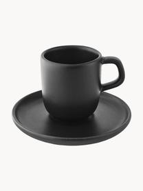 Filiżanka do espresso ze spodkiem Nordic Kitchen, 4 szt., Kamionka, Czarny, Ø 11 x W 7 cm, 70 ml