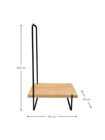 Appendiabiti aperto in legno e metallo Ben, Struttura: metallo rivestito, Ripiano: legno di quercia, Legno di quercia, Larg. 90 x Alt. 160 cm