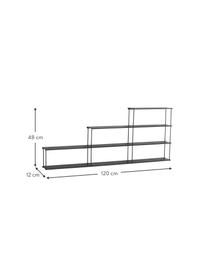 Nástenný regál Stairny, Oceľ s práškovým náterom, Čierna, Š 120 x V 48 cm