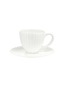 Tazza espresso con piattino in porcellana con rilievo scanalato Nala 2 pz, Fine Bone China (porcellana)
Fine bone china è una porcellana a pasta morbida particolarmente caratterizzata dalla sua lucentezza radiosa e traslucida, Bianco, Ø 7 x Alt. 6 cm