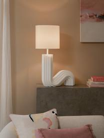 Design Tischlampe Luomo, Lampenschirm: Leinenstoff, Lampenfuß: Harz, lackiert, Off White, B 43 x H 61 cm