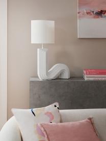 Lámpara de mesa de diseño Luomo, Pantalla: lino, Cable: cubierto en tela, Blanco Off White, An 43 x Al 61 cm