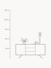 Design Tischlampe Luomo, Lampenschirm: Leinenstoff, Lampenfuß: Mitteldichte Holzfaserpla, Off White, Weiß, B 43 x H 61 cm