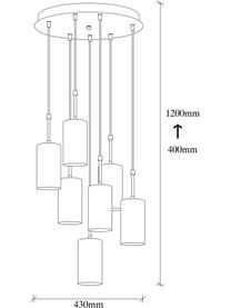 Cluster-hanglamp Kem in messing, Lampenkap: gecoat metaal, Baldakijn: gecoat metaal, Messingkleurig, zwart, Ø 43 x H 120 cm