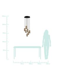 Lampada a sospensione cluster ottonata Kem, Paralume: metallo rivestito, Baldacchino: metallo rivestito, Ottonato, nero, Ø 43