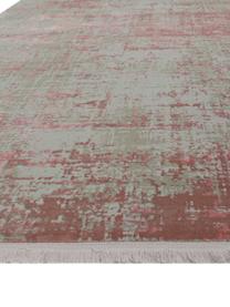 Glanzend vloerkleed Cordoba met franjes, vintage stijl, Bovenzijde: 70% acryl, 30% viscose, Onderzijde: katoen, Grijs, rozetinten, B 130 x L 190 cm (maat S)