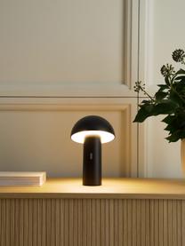 Lámpara de mesa pequeña LED regulable Svamp, portátil, Plástico, Negro, Ø 16 x Al 25 cm