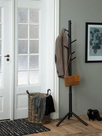 Drevený stojan na oblečenie so 7 háčikmi Bremen, Lakované kaučukovníkové drevo, Čierna, Š 51 x V 176 cm