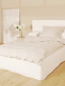 Pruhovaná posteľná bielizeň z bavlneného perkálu Yuliya, Sivobéžová, biela, 135 x 200 cm + 1 vankúš 80 x 80 cm