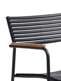 Sedia con braccioli da giardino Mood, Struttura: alluminio, verniciato a p, Seduta: materiale sintetico, Nero, legno di teak, Larg. 60 x Alt. 56 cm