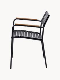Ogrodowe krzesło z podłokietnikami Mood, Stelaż: aluminium malowane proszk, Czarny, S 60 x G 56 cm