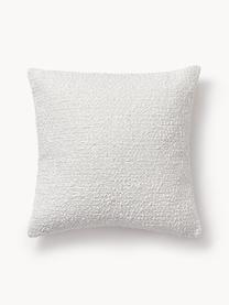 Housse de coussin en tissu bouclé Bellamie, Tissu bouclé (95 % polyester, 5 % polyacrylique)

Le bouclé est un matériau qui se caractérise par sa structure incurvée irrégulière. La surface caractéristique est créée par des boucles tissées de fils de différents types, qui confèrent au tissu une structure unique. La structure bouclée a un effet à la fois isolant et moelleux, ce qui rend le tissu particulièrement douillet, Bouclé blanc, larg. 60 x long. 60 cm