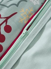 Kissenhülle Bright mit winterlichem Motiv und Stickereien, Bezug: 100 % Baumwolle, Mehrfarbig, B 45 x L 45 cm