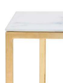 Mesa de centro Aruba, con tablero de vidrio, Tablero: vidrio estampado en efect, Estructura: acero, latón, Mármol blanco, dorado, An 90 x F 60 cm