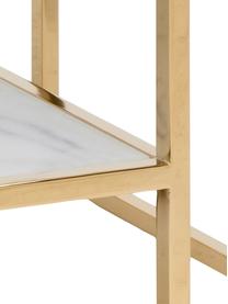 Couchtisch Alisma mit Glasplatte, Tischplatte: Glas, matt bedruckt, Gestell: Stahl, vermessingt, Weiss, marmoriert, Goldfarben, B 90 x T 60 cm