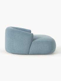 Sillón lounge grande en tejido bouclé Sofia, Tapizado: tejido bouclé (100% polié, Estructura: madera de abeto, tablero , Patas: plástico Este producto es, Bouclé azul, An 145 x F 144 cm