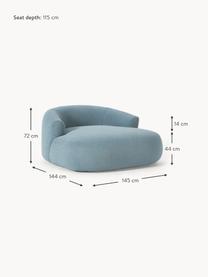 Sillón lounge grande en tejido bouclé Sofia, Tapizado: tejido bouclé (100% polié, Estructura: madera de abeto, tablero , Patas: plástico Este producto es, Bouclé azul, An 145 x F 144 cm