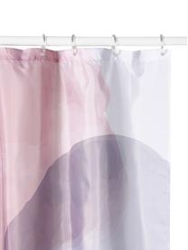 Tenda da doccia con disegno one line Face, 100% poliestere, Rosa, bianco, grigio, nero, Larg. 180 x Lung. 200 cm
