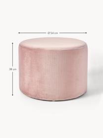 Pouf en velours Daisy, Velours rose pâle, Ø 54 x haut. 38 cm