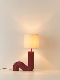 Lampada da tavolo di design Luomo, Paralume: tessuto di lino, Struttura: pannello di fibra di abet, Beige chiaro, rosso vino, Larg. 43 x Alt. 61 cm