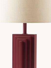 Design Tischlampe Luomo, Lampenschirm: Leinenstoff, Hellbeige, Weinrot, B 43 x H 61 cm