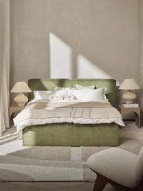 Kontinentální manšestrová postel Lennon, Olivově zelená, Š 140 cm, D 200 cm, stupeň tvrdosti H2