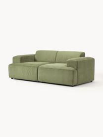 Cord-Sofa Melva (2-Sitzer), Bezug: Cord (92% Polyester, 8% P, Gestell: Massives Kiefernholz, Spa, Füße: Kunststoff Dieses Produkt, Cord Olivgrün, B 198 x T 101 cm