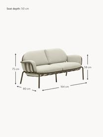 Ogrodowa sofa wypoczynkowa Joncols (2-osobowa), Tapicerka: 100% poliester Dzięki tka, Stelaż: aluminium malowane proszk, Jasnobeżowa tkanina, oliwkowy zielony, S 164 x G 80 cm