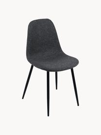 Chaises rembourrée Karla, 2 pièces, Tissu gris foncé, noir, larg. 44 x prof. 53 cm