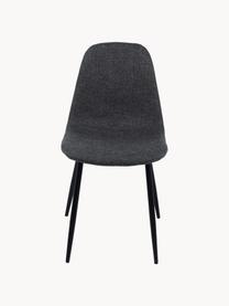 Krzesło tapicerowane Karla, 2 szt., Tapicerka: 100% poliester, Nogi: metal, Ciemnoszara tkanina, czarny, S 44 x G 53 cm